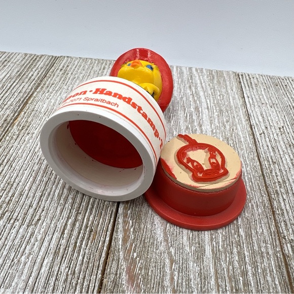 Vintage 1983 Warner Bros Tweety Bird Figurine and Hand Stamp, Lot of Two, Bully - Picture 10 of 11